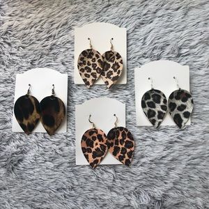 Handmade Faux Leather Print Drop Earrings